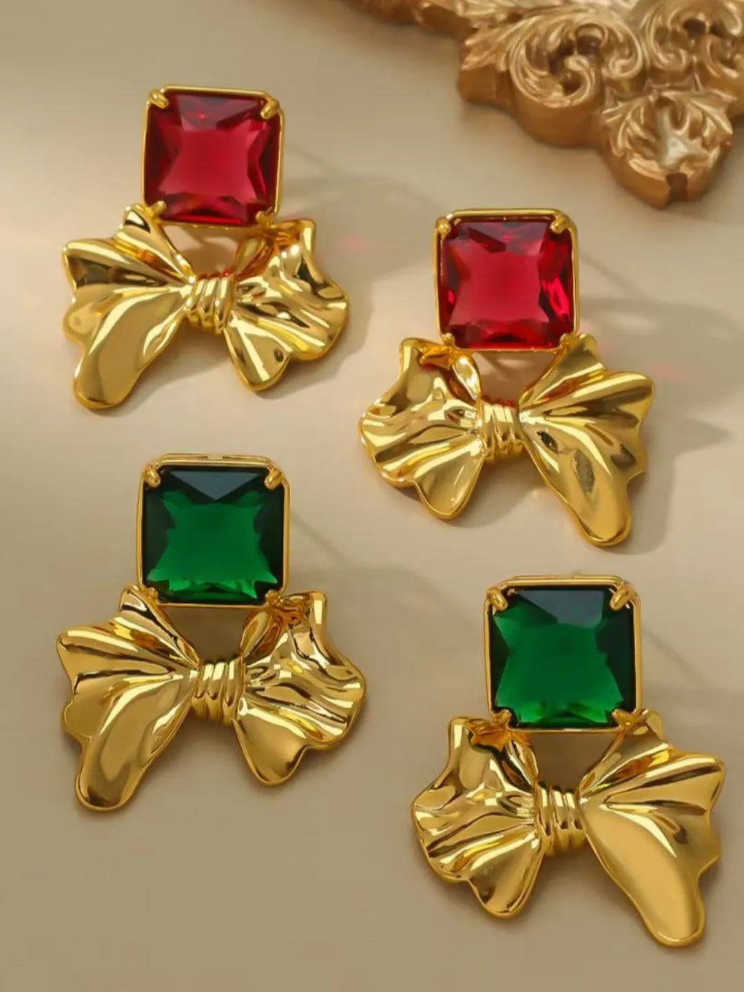 CUBIC RUBY EARRINGS