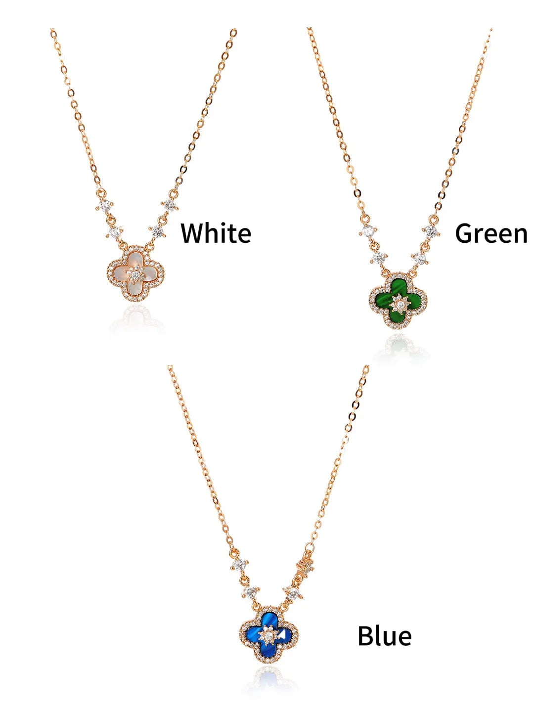 PINK FOUR LEAF CLOVER NECKLACE