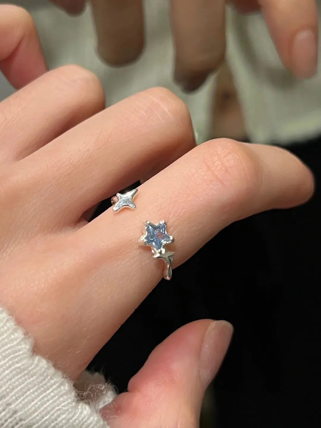 BLUE STAR SILVER RING