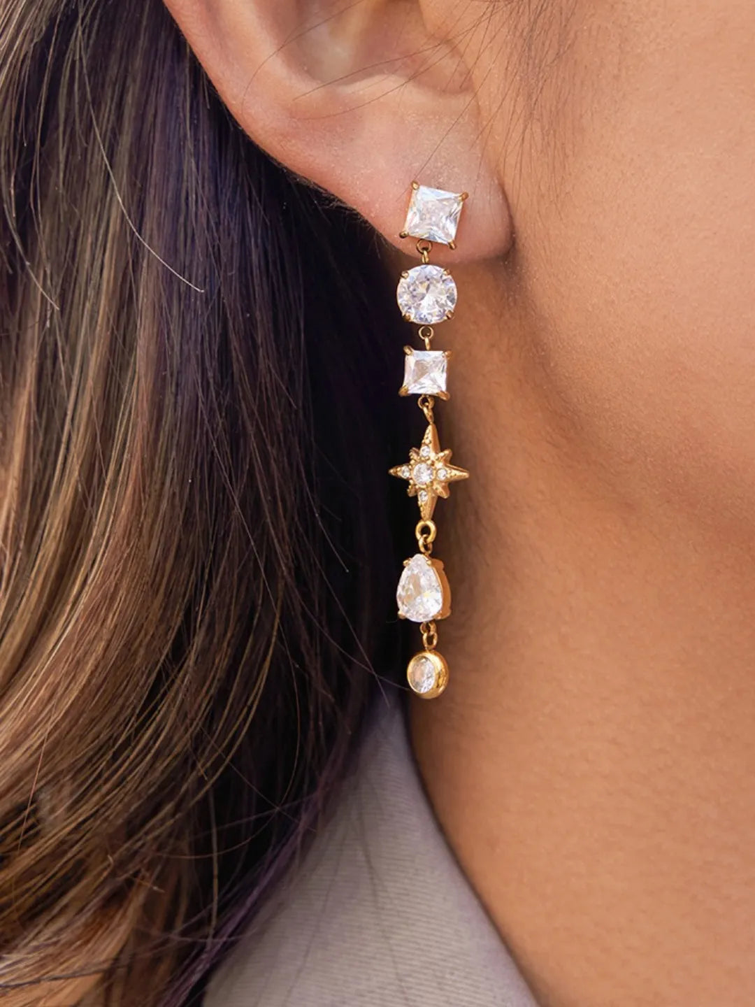CZ TASSEL DROP EARRINGS