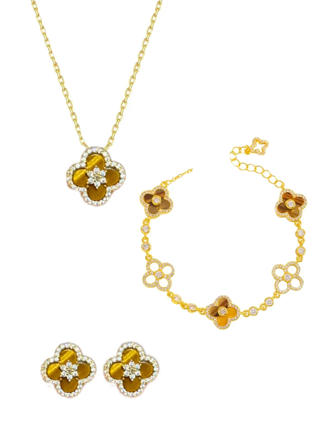 TIGER’S EYE CLOVER JEWELRY