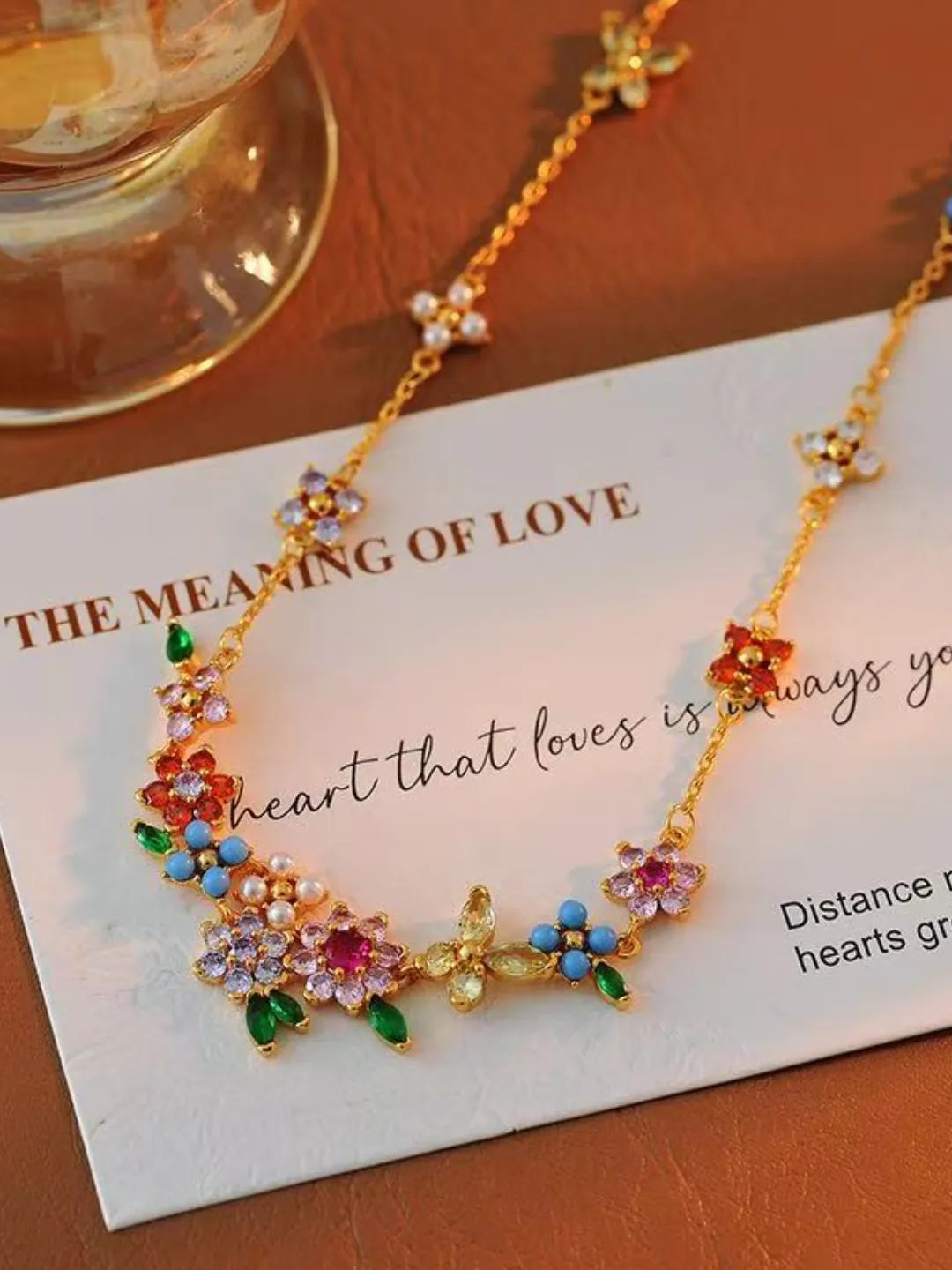 COLORFUL GEM FLOWER NECKLACE