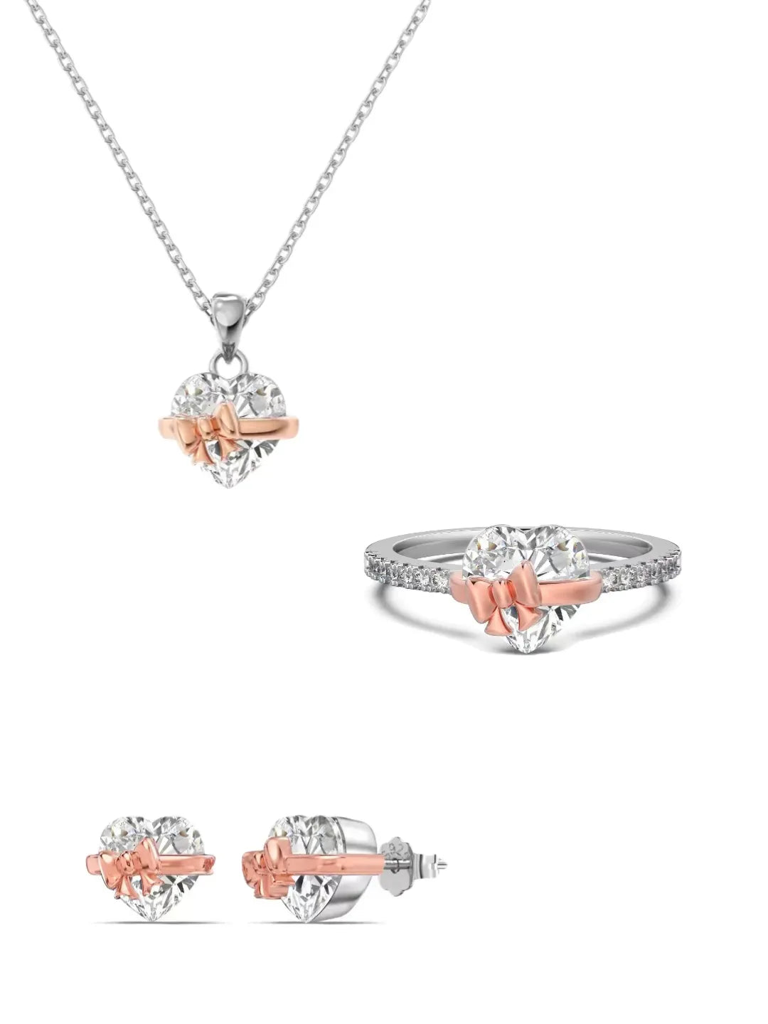CZ HEART BOW JEWELRY