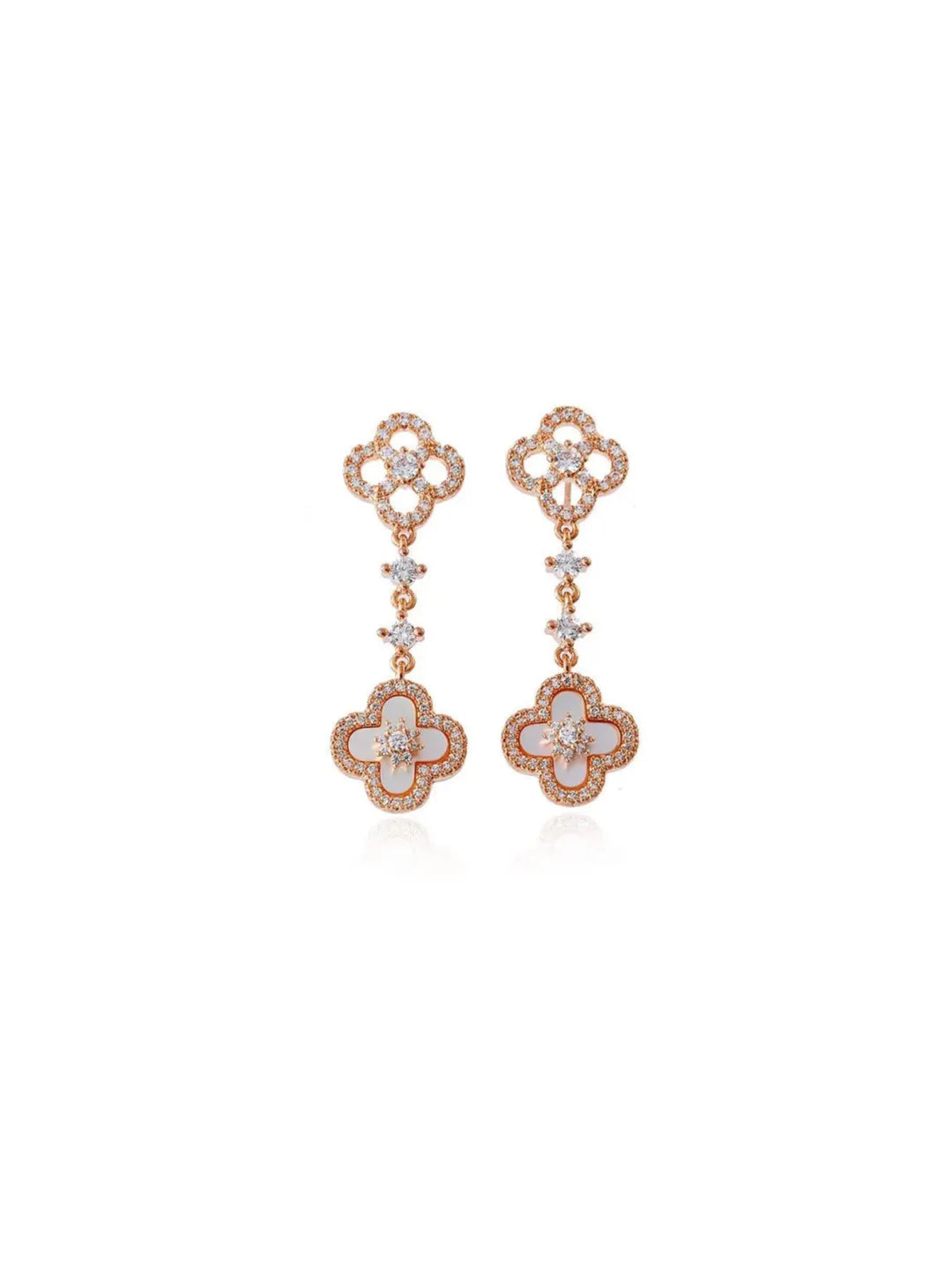 MOP FOUR-LEAF FLOWER EARRINGS