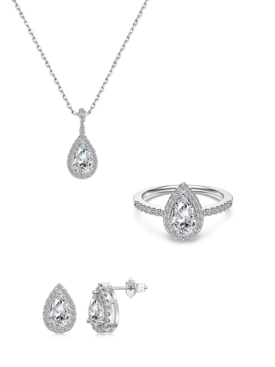 TEARDROP SOLITAIRE CZ JEWELRY