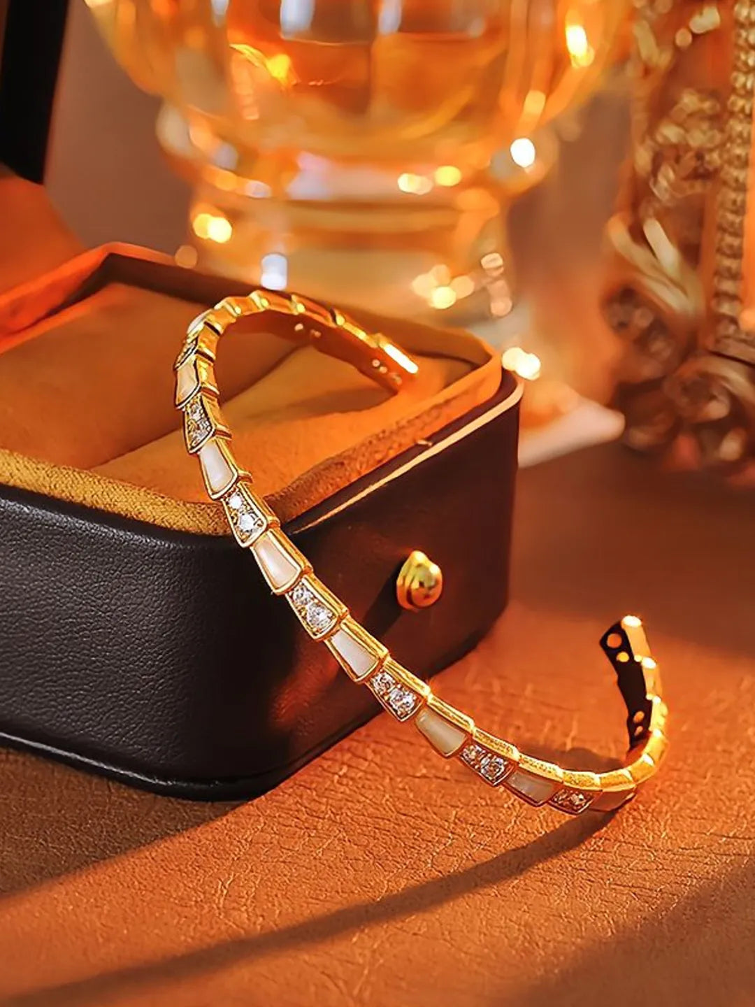 CAT’S EYE ZIRCON BAMBOO BANGLE